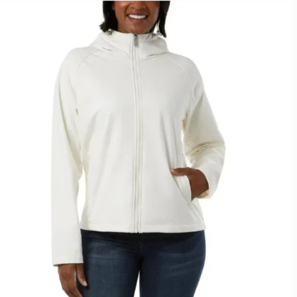 32 Degrees Heat White/Ivory Hooded Windbreaker Softshell  NWT